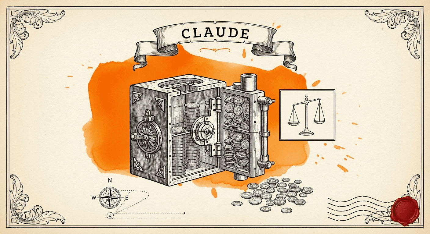 Museum Specimen Display Card style editorial illustration for the news article: Claude subscriptions get separate budgets for programmatic use, billed