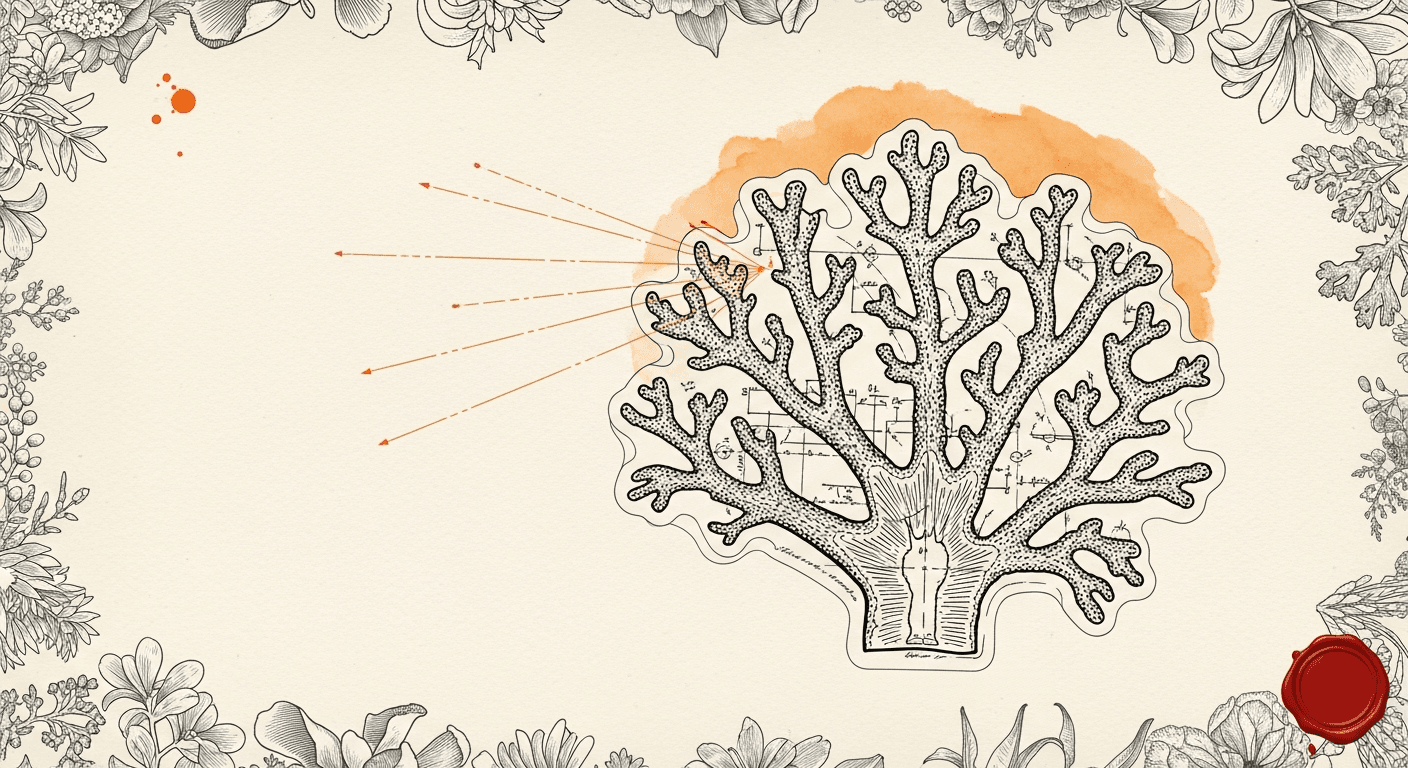 Cyanotype-style Sun Print (Orange Variant) style editorial illustration for the news article: Hermes Agent MoA presets and Projects, OpenClaw mobile a
