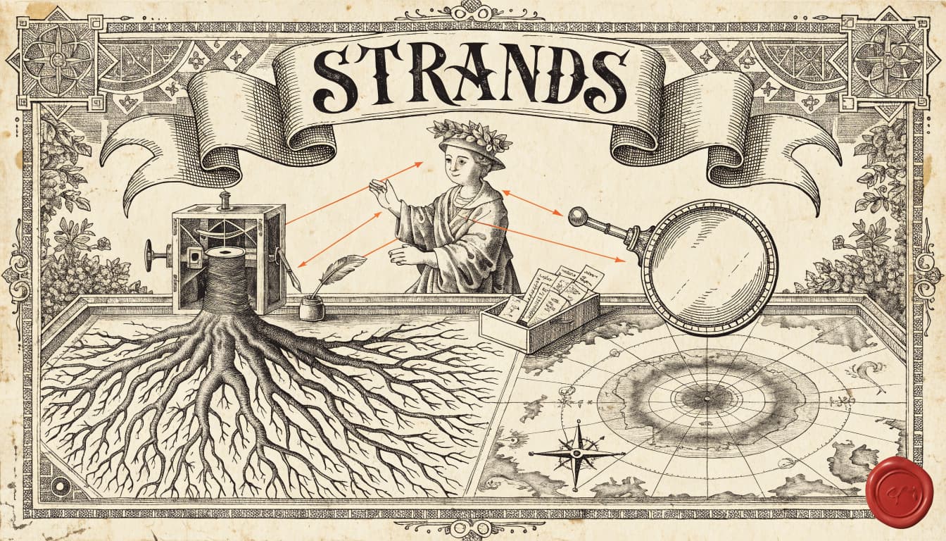 Pressed Ink Seal / Typewriter Imprint style editorial illustration for the news article: AWS ML Blog details building web search agents using Strands 