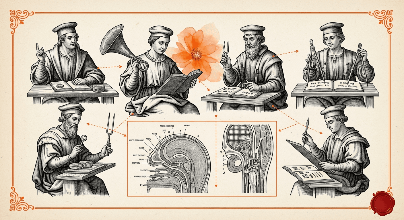 Old Book Frontispiece / Plate style editorial illustration for the news article: Hermes Agent A2A protocol and voice barge-in, OpenClaw Wear OS app, a