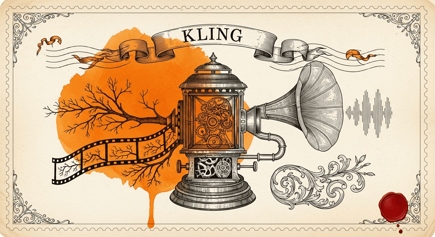 Giant Antique Postage Stamp style editorial illustration for the news article: Kling Video 3: a new image-to-video generator launches on Fal.ai