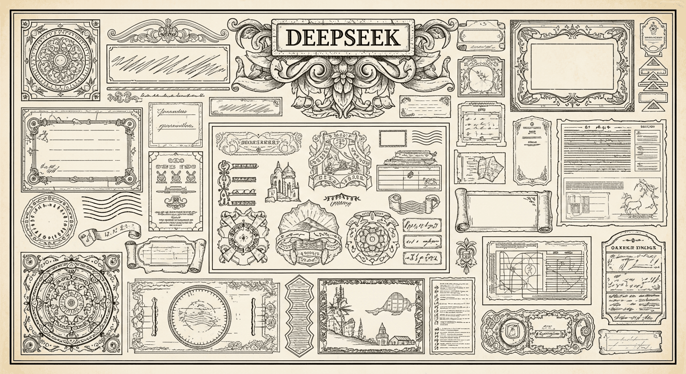 Museum Specimen Display Card style editorial illustration for the news article: DeepSeek launches V4-Pro and V4-Flash previews at low prices