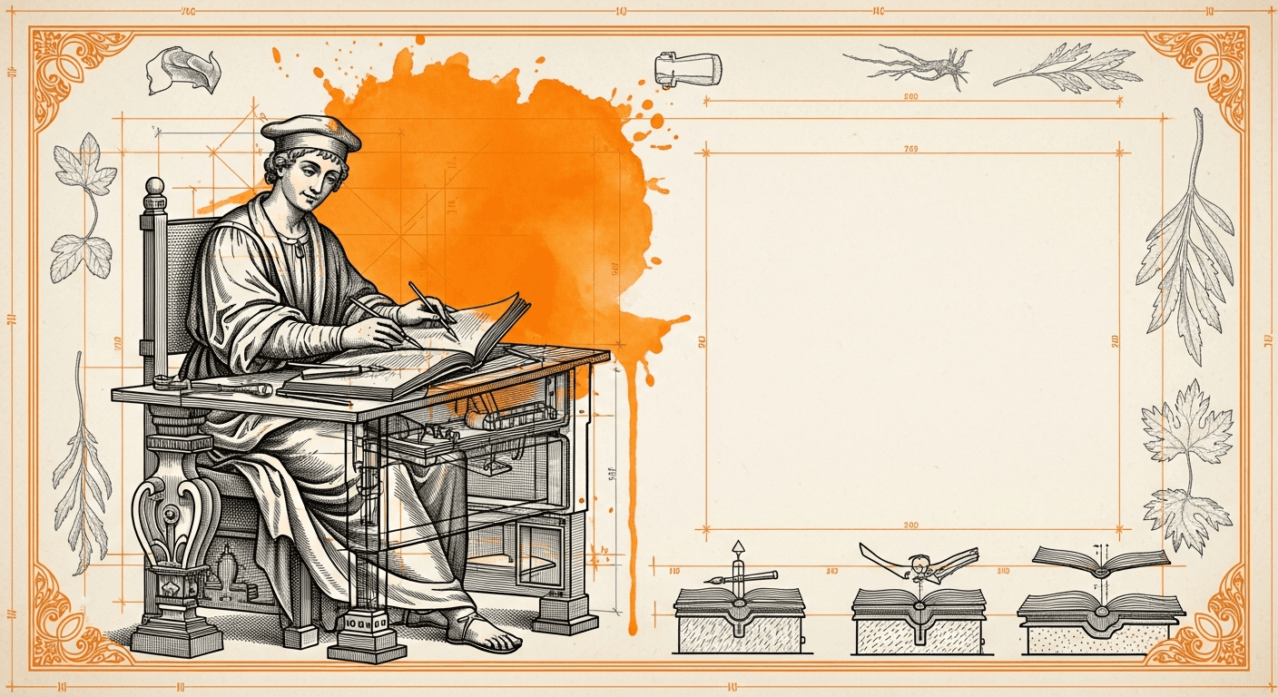 Old Book Frontispiece / Plate style editorial illustration for the article: How to Use Cursor AI (Beginner Guide 2026)