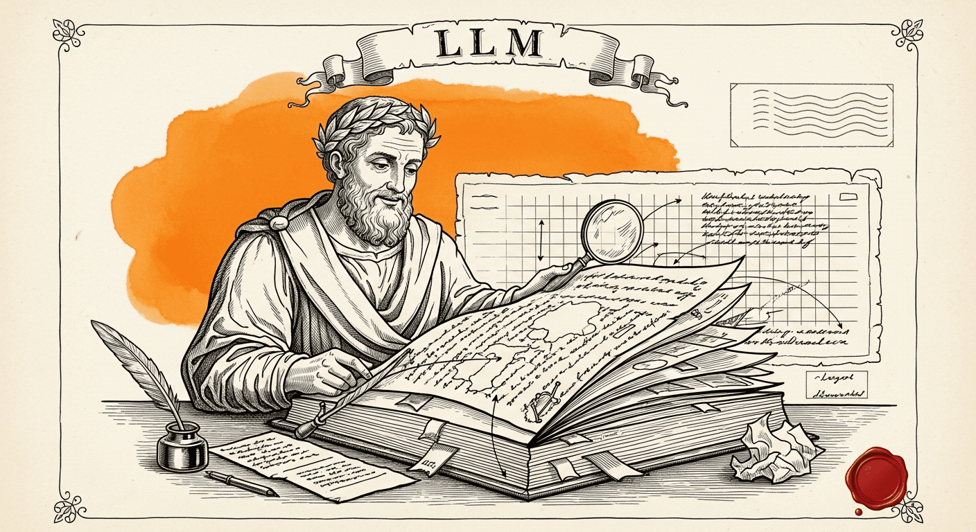 Pressed Ink Seal / Typewriter Imprint style editorial illustration for the news article: Continuous LLM Updates Cause Useful Memories to Become Faulty