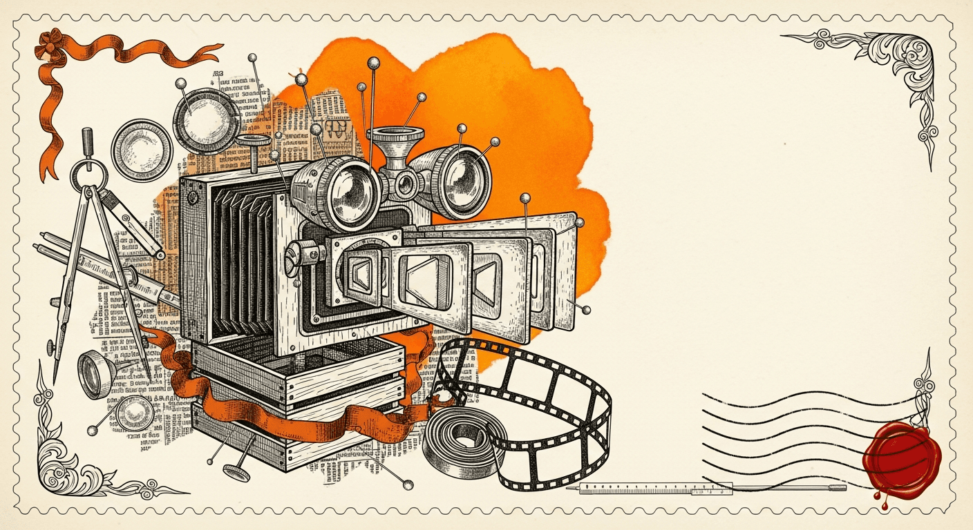 Giant Antique Postage Stamp style editorial illustration for the news article: Perceptron Mk1 now available on OpenRouter (33k context, $0.15/M in, $1