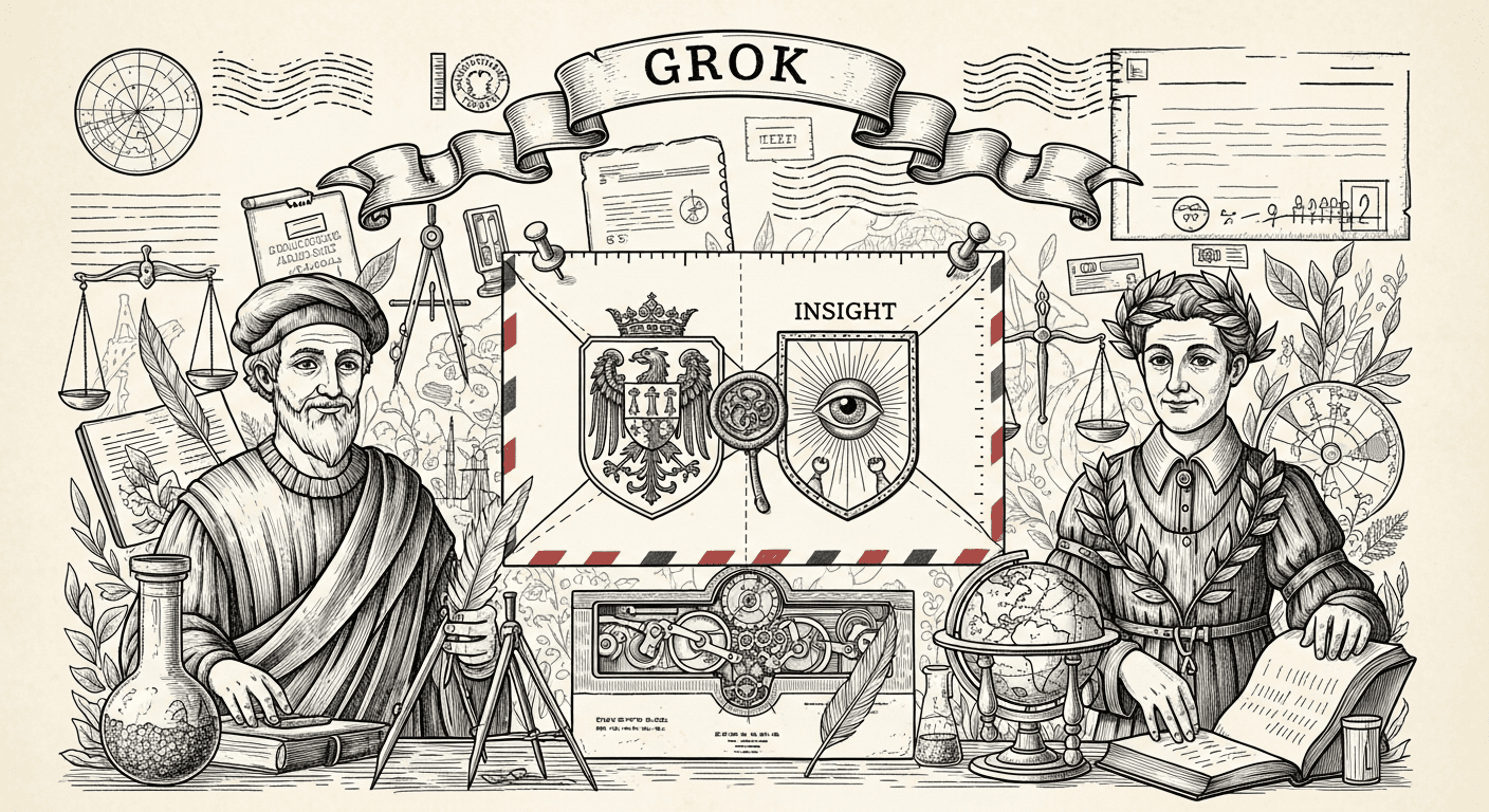 Museum Specimen Display Card style editorial illustration for the news article: Pentagon integrates xAI Grok into GenAI.mil for DoD personnel