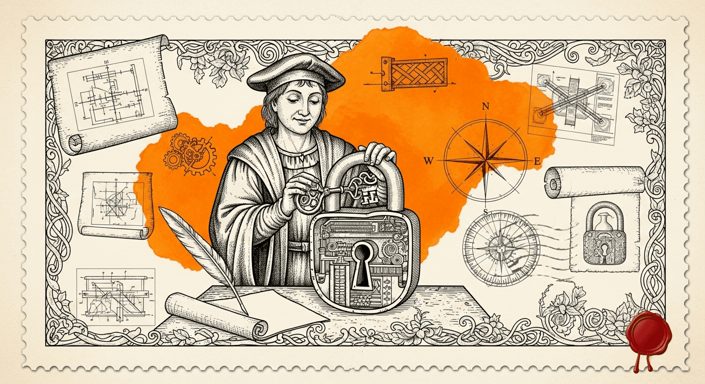 Giant Antique Postage Stamp style editorial illustration for the news article: New Vercel CLI Commands Enable Firewall Management and Agent Skill