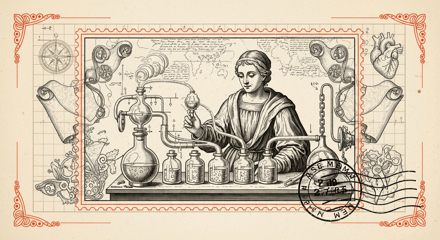 Old Book Frontispiece / Plate style editorial illustration for the article: Hermes Agent: The Complete Guide (2026)