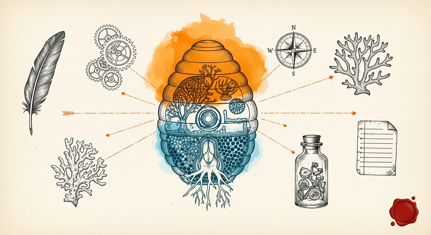 Cyanotype-style Sun Print (Orange Variant) style editorial illustration for the news article: Cursor 3.8 Automations, Claude Code v2.1.178 teams, Code