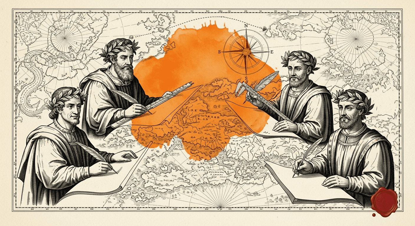 Antique Cartographer's Map style editorial illustration for the news article: Claude Sonnet 5 1M context, Cursor cloud agents, and Codex Remote GA (mo