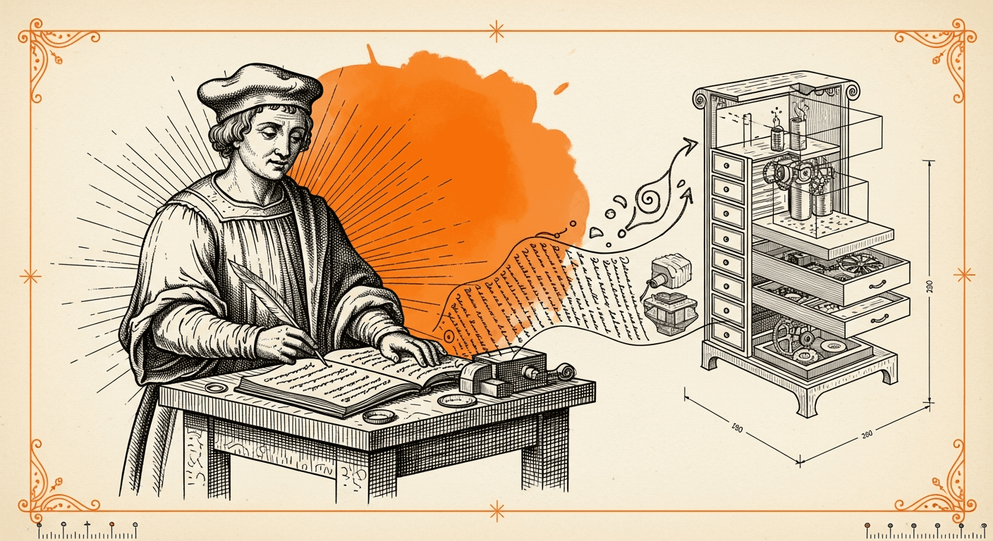 Old Book Frontispiece / Plate style editorial illustration for the article: Lovable: The Complete Guide to AI App Building (2026)