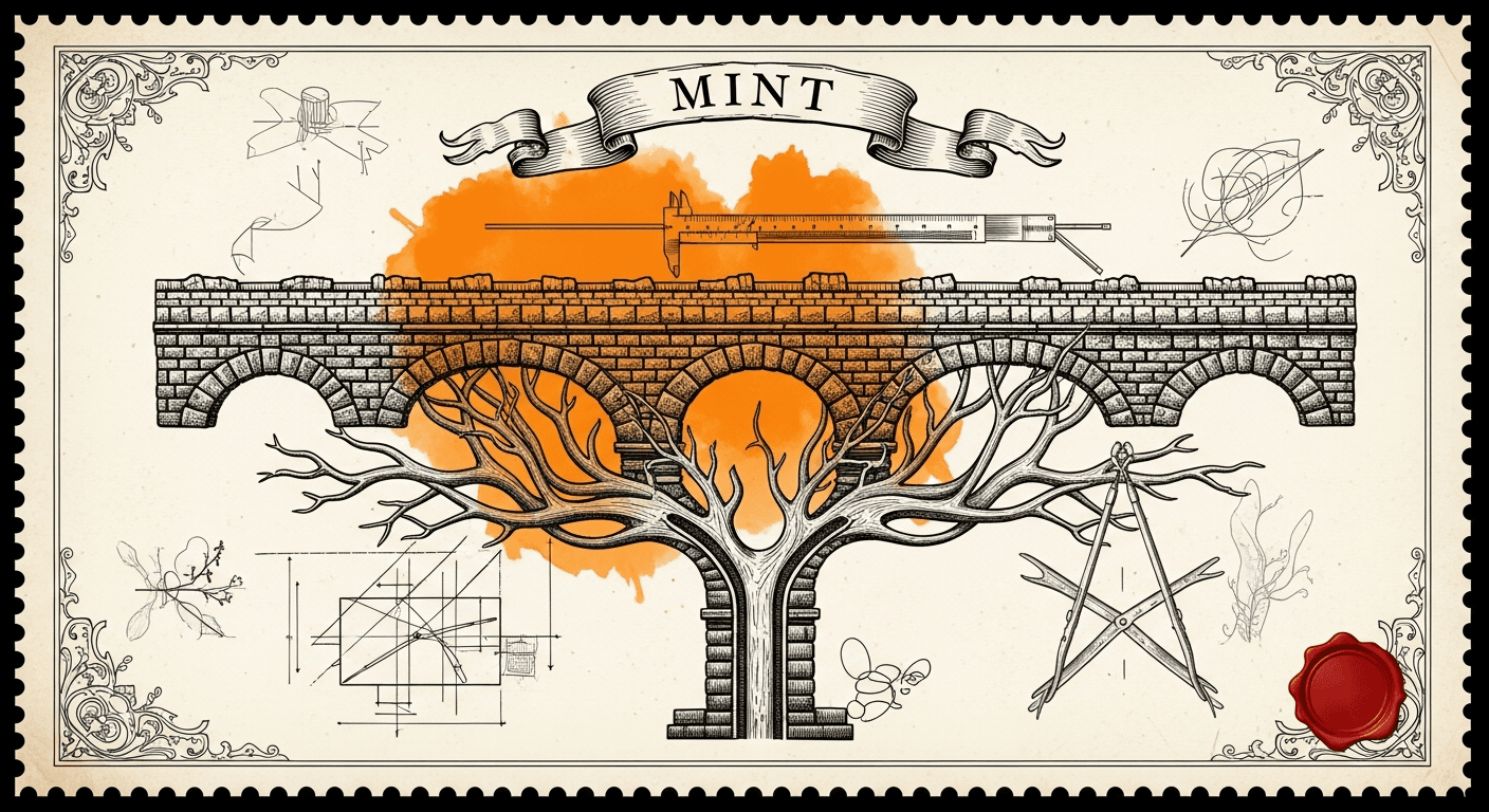 Giant Antique Postage Stamp style editorial illustration for the news article: MinT: a platform for training and serving millions of LLMs