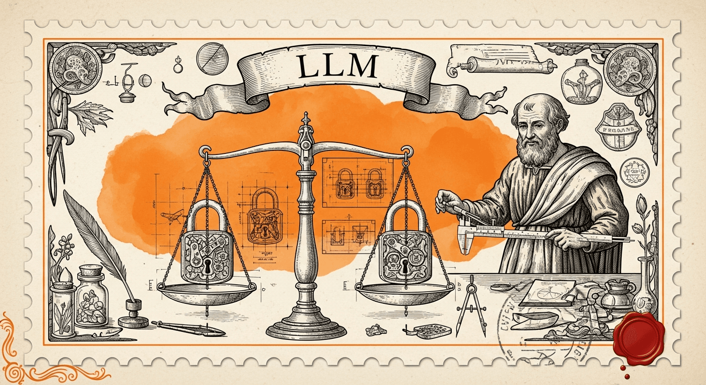 Giant Antique Postage Stamp style editorial illustration for the news article: A new framework tests LLM safety without relying on benchmarks
