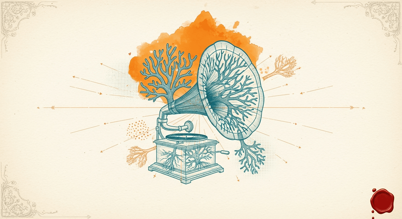 Cyanotype-style Sun Print (Orange Variant) style editorial illustration for the news article: Hermes Agent v0.20 voice and A2A protocol, OpenClaw mobi